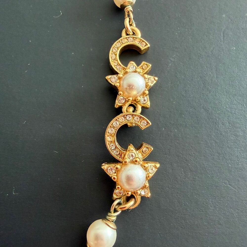 Chanel 24C Faux Pearl & Strass Station Chain Necklace - Picture 2 of 10
